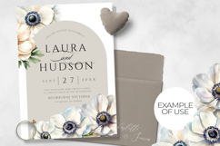 Ivory &amp; Dusty Blue Anemone Flowers, Watercolor Clipart PNG. Product Image 7