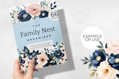 Dark Blue &amp; Blush Pink Flowers Clipart Pack PNG. Product Image 8