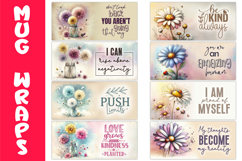 Positive Floral Mug Wraps Bundle, Inspirational Quotes Product Image 4