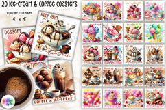 Sweet Ice Cream &amp; Coffee Coasters, Printable Square Coaster Product Image 1