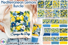 Lemons and Blue Flowers Designs, Mediterranean Lemons PNG Product Image 1