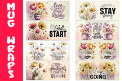 Positive Floral Mug Wraps Bundle, Inspirational Quotes Product Image 6