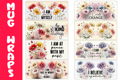 Positive Floral Mug Wraps Bundle, Inspirational Quotes Product Image 7