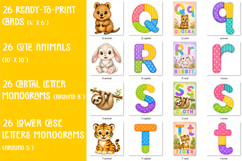 Nursery Alphabet Animal Clipart &amp; Learning Cards Bundle Product Image 11