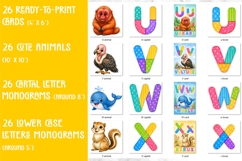 Nursery Alphabet Animal Clipart &amp; Learning Cards Bundle Product Image 12