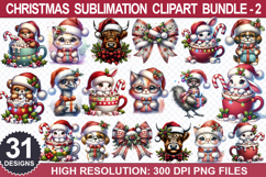 Christmas Sublimation Clipart Bundle - Christmas PNG files Product Image 1