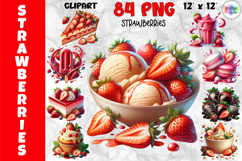 Strawberry Cheesecake Clipart, Fresh Strawberry Dessert PNG Product Image 1