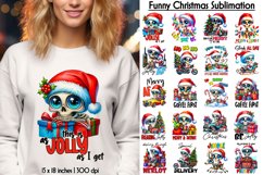 Funny Christmas Sublimation Bundle, Skeleton Santa PNG Product Image 1