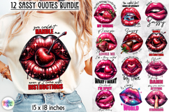 Sassy Lips Quote Sublimation Bundle, Bold Pink Lips PNG Product Image 2