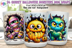 Quirky Halloween Monsters Mug Wraps, Cute and Funny Mug Wrap Product Image 1