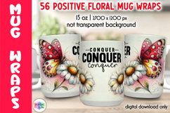 Positive Floral Mug Wraps Bundle, Inspirational Quotes Product Image 2