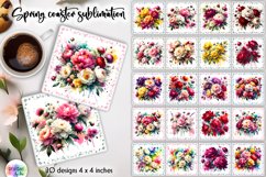 Watercolour Peonies Coaster Bundle | Peony Flowers PNG Product Image 1