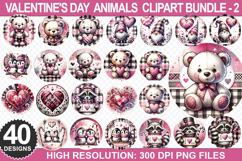 Valentine&#039;s Day Animals Clipart Bundle - Valentine PNG Files Product Image 1