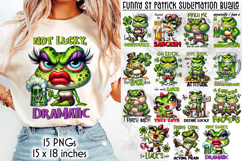Funny St Patrick Frog Sublimation Bundle, Sarcastic Quotes Product Image 1