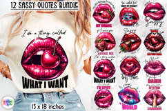 Sassy Lips Quote Sublimation Bundle, Bold Pink Lips PNG Product Image 1