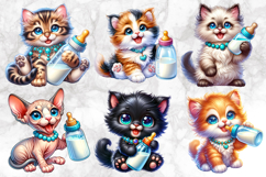Cute Kitten Clipart Bundle | Cat Lover Adorable Illustration Product Image 3