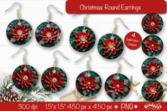 3D Christmas Round Earring Sublimation Designs 3D Flowers Product Image 1