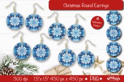 3D Snowflake Christmas Round Earring Sublimation Designs Product Image 1