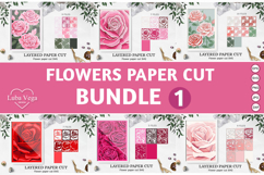 BUNDLE Flowers paper cut / Roses shadow box Product Image 1