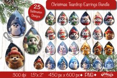 Christmas teardrop earrings Bundle sublimation Baby Animals Product Image 1