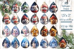 Christmas teardrop earrings Bundle sublimation Baby Animals Product Image 2
