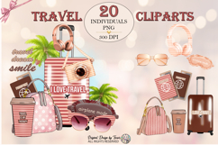 Stripped brown Travel Clipart Bundle PNG Vacation Fashion Product Image 1