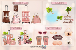 Stripped brown Travel Clipart Bundle PNG Vacation Fashion Product Image 3