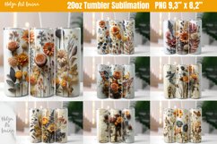 3D Flower 20 OZ Skinny Tumbler Sublimation Bundle| Herbarium Product Image 1