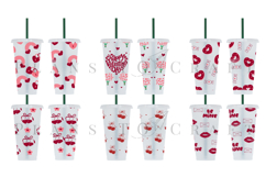 bundle valentine starbucks 24oz cold cup tumbler wrap svg presized template for tumbler venti suitable for cutting machine or sublimation