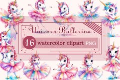 Immerse yourself in the magical world of dreams and grace with our watercolor clipart set &quot;Cute Magical Unicorn Ballerinas&quot;! This enchanting collection features delicate and beautifully crafted images of magical unicorns portrayed as graceful and elegant 