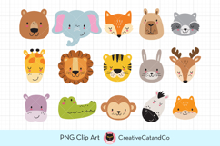 cute animal faces png clip art bundle