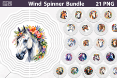 Watercolor Horse Wind Spinner | Horse Floral Wind Spinner Product Image 1