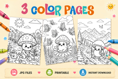 Funny kids Coloring page Cute Mushroom Adventure Coloring Product Image 1