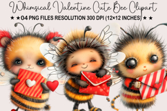 Whimsical Valentine Cute Bee Clipart Product Image 1