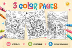 Funny kids Coloring page Cute Mushroom Summer Coloring pages Product Image 1