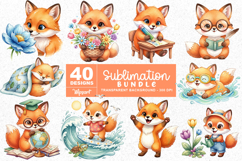 Cute Fox Daily Life Clipart PNG Bundle Product Image 1