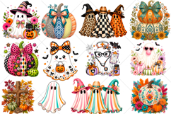 Preppy Halloween Ghost &amp; Pumpkin PNG Product Image 1