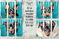 20oz glitter DOBERMAN tumbler peeking dog Sublimation PNG Product Image 1