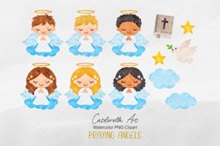 little boy and girl praying angels watercolor png clip art