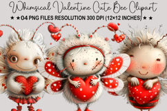 Whimsical Valentine Cute Bee Clipart Product Image 1