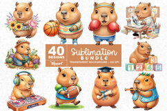 Cute Capybara Activities Sublimation PNG Bundle Product Image 4