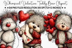 Whimsical Valentine Teddy Bear Clipart Product Image 1