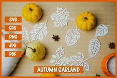 Leaves garland, Autumn leaves with patterns paper cut Product Image 6