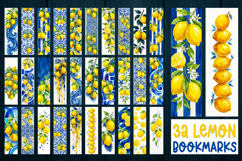 32 Watercolor Lemon Bookmarks, Mediterranean Citrus Design Product Image 1