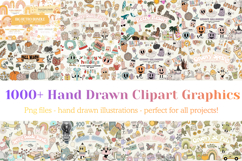 Retro Clipart Hand Drawn Clipart Illustration Bundle Product Image 1