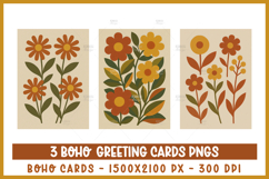 Boho Floral Greeting Card Set, 3 Retro Botanical Printables Product Image 6