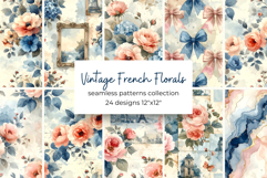 Vintage French Digital Paper Bundle Seamless Patterns Product Image 1