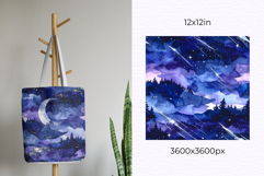 Moon &amp; Night Sky Digital Paper Seamless Pattern Bundle Product Image 5