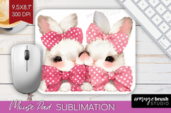 Bunnies Valentine Mouse Pad Sublimation Cute Valentines Day Product Image 1