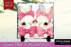 Bunnies Valentine Slate PNG Cute Valentines Day Square Slate Product Image 1